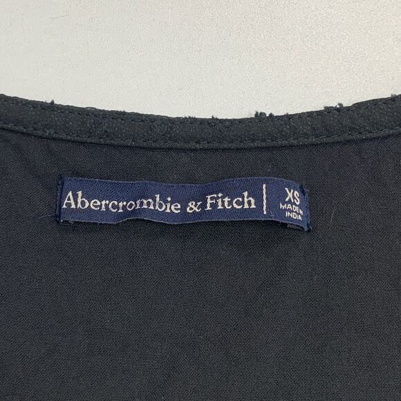 Abercrombie & Fitch Dress Womens XS Extra Small Black Swiss Dot Ruffle High Low - Picture 8 of 12